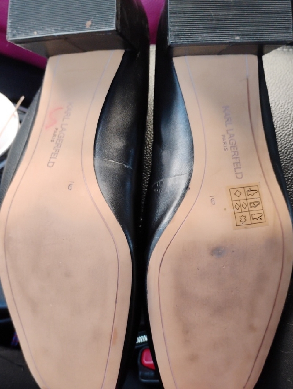 Karl Lagerfeld Charee Block Heeled Shoes Sz9M - Picture 6 of 11